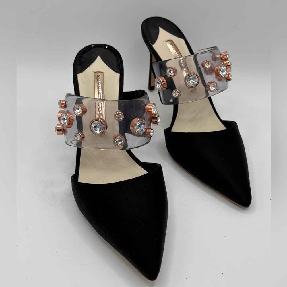 Sophia Webster Black and Clear Embellished Heels